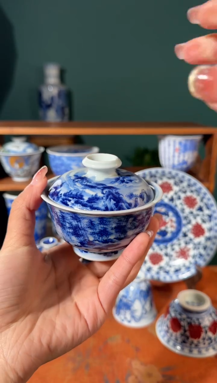 【闪购商品】杯景琳藏山水盖碗