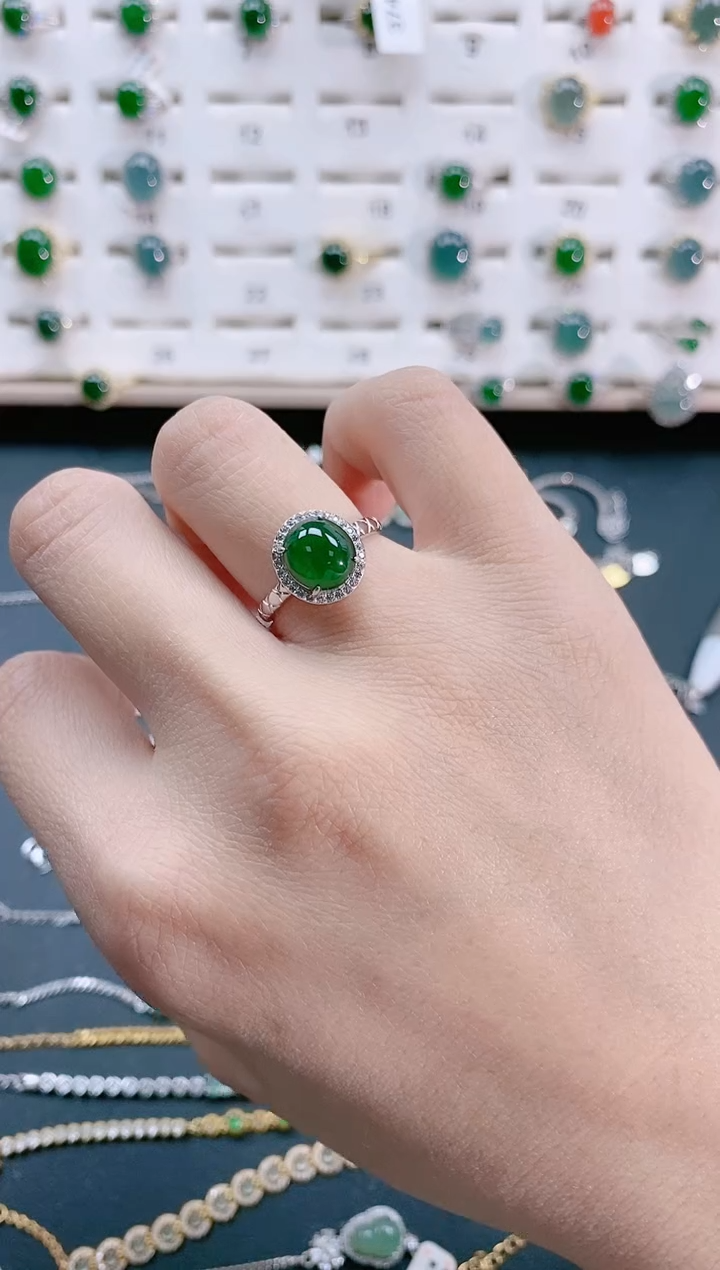 【闪购商品】翡翠戒指银S925镶嵌天然翡翠