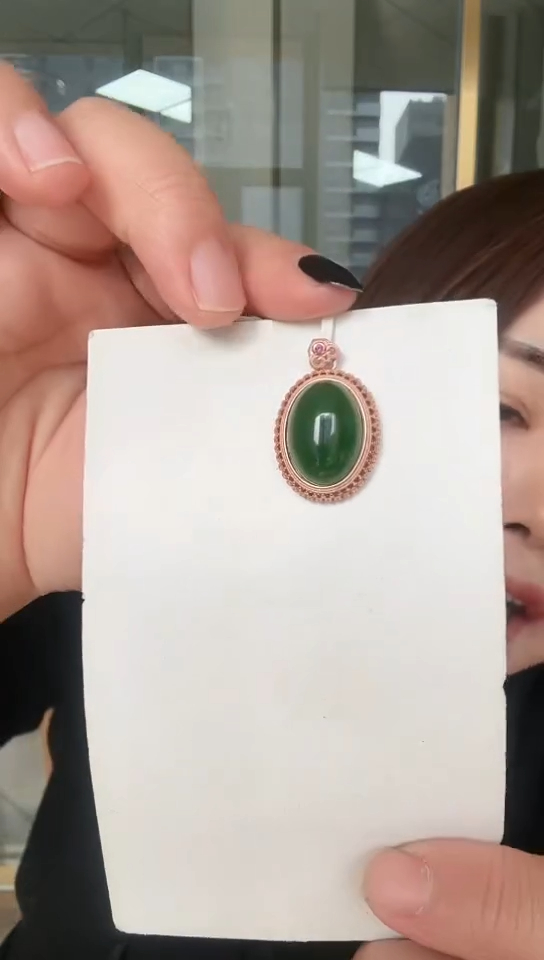 【闪购商品】和田玉吊坠银S925镶嵌吊坠