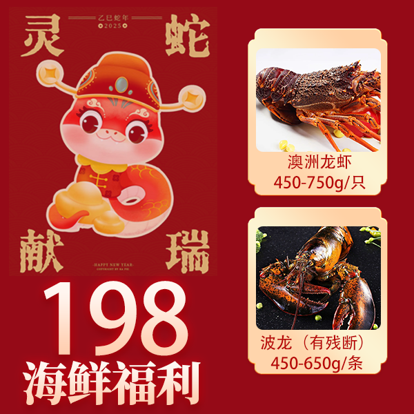 【年货】澳龙1只波龙1只液氮冷冻发货/顺丰冷链次日达