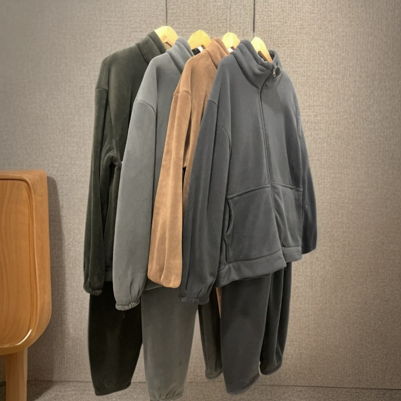 2586男款海豚绒立领可外穿秋冬加绒加厚休闲家居服