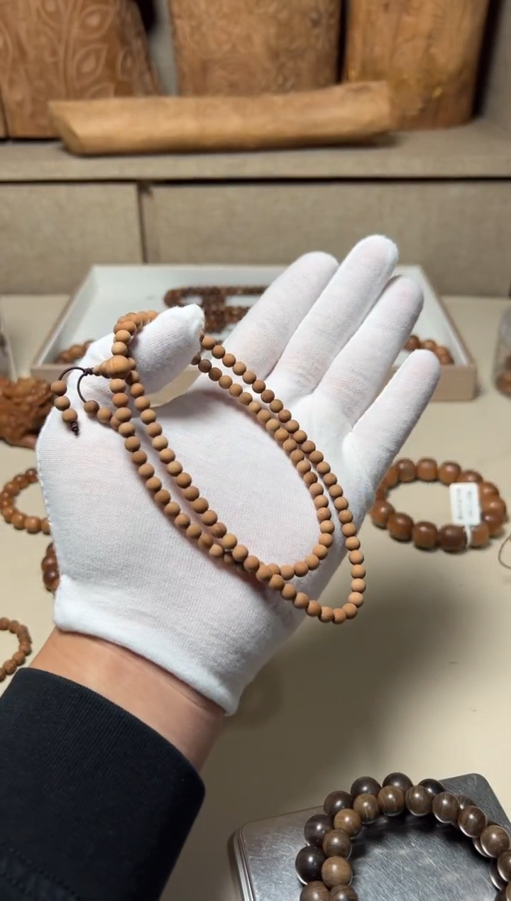 檀香木手串/手链瑕疵 粗抛0.5*108四抛料老山檀香