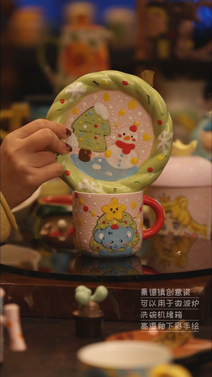 陶瓷景德镇可爱陶瓷釉下彩绘设计师款