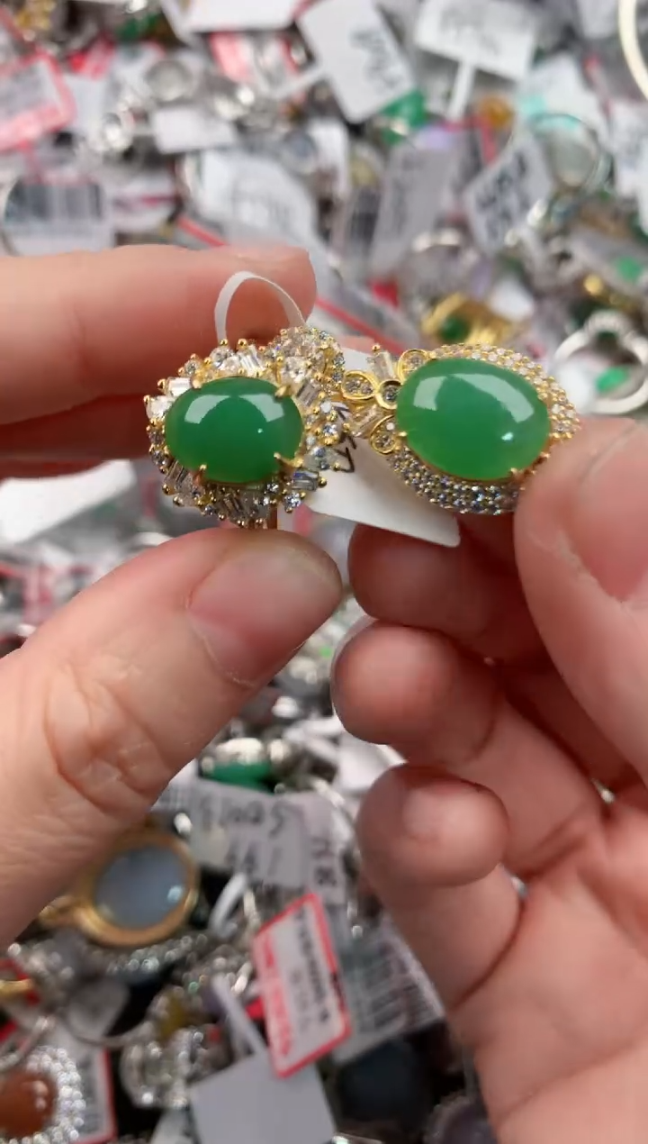 银S925镶嵌戒指翡翠777----6