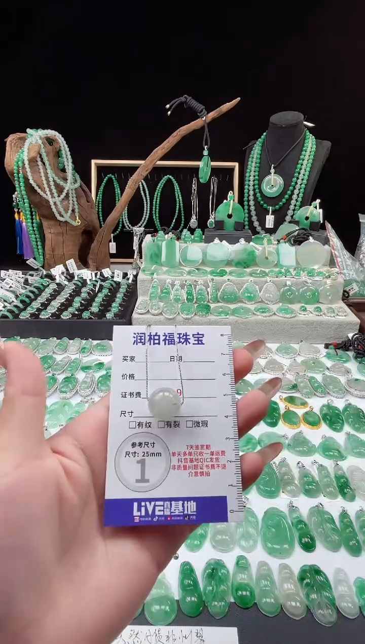 吊坠(赠链)未镶嵌石英质玉（非洲翠）12.47单珠
