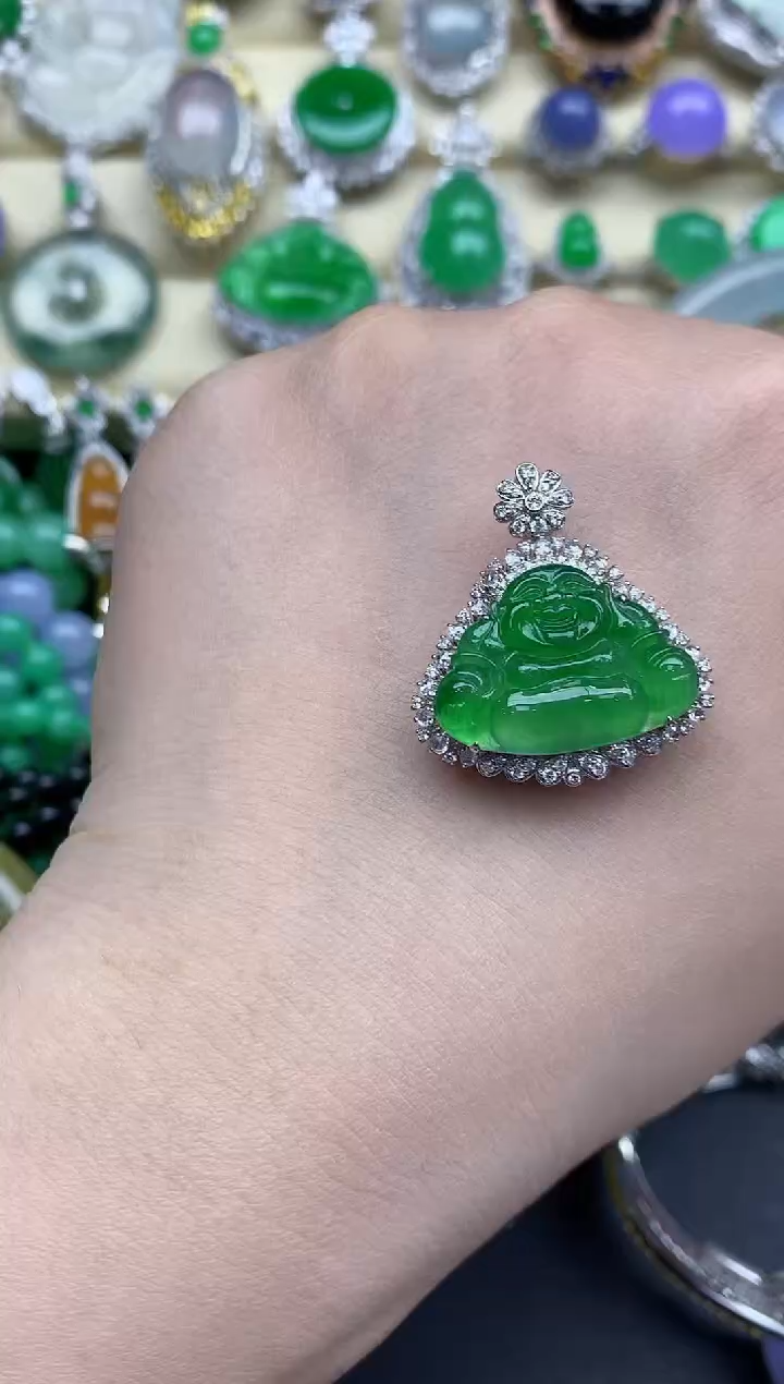 【闪购商品】翡翠吊坠(不含链)18K金镶嵌724-中国好珍宝