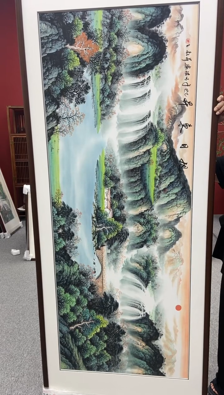 国画手绘国画 旭日东升219*88