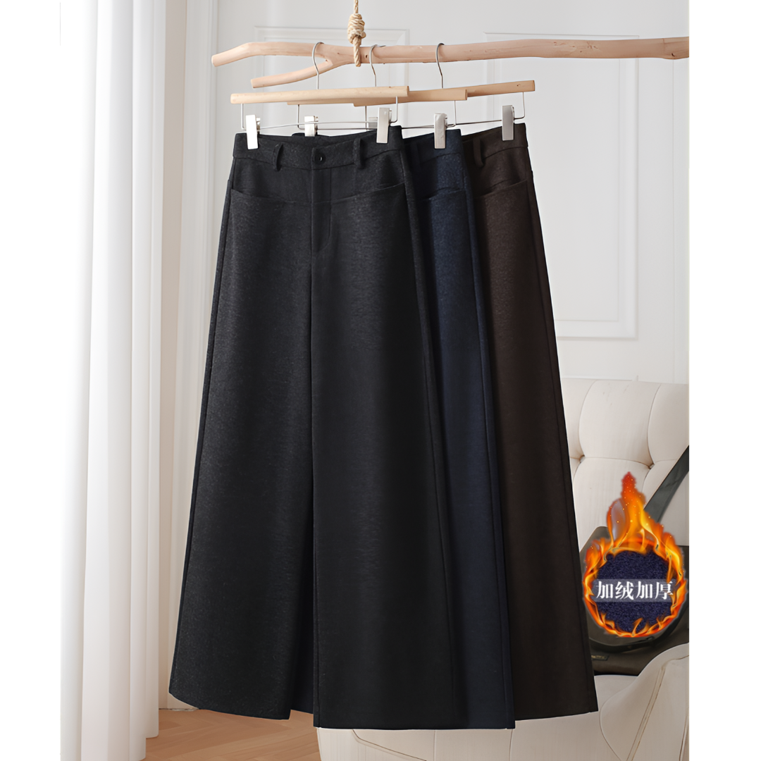 【蒂芙呢】加绒高腰毛呢阔腿裤女宽腰秋冬显瘦直筒垂坠西装拖地裤