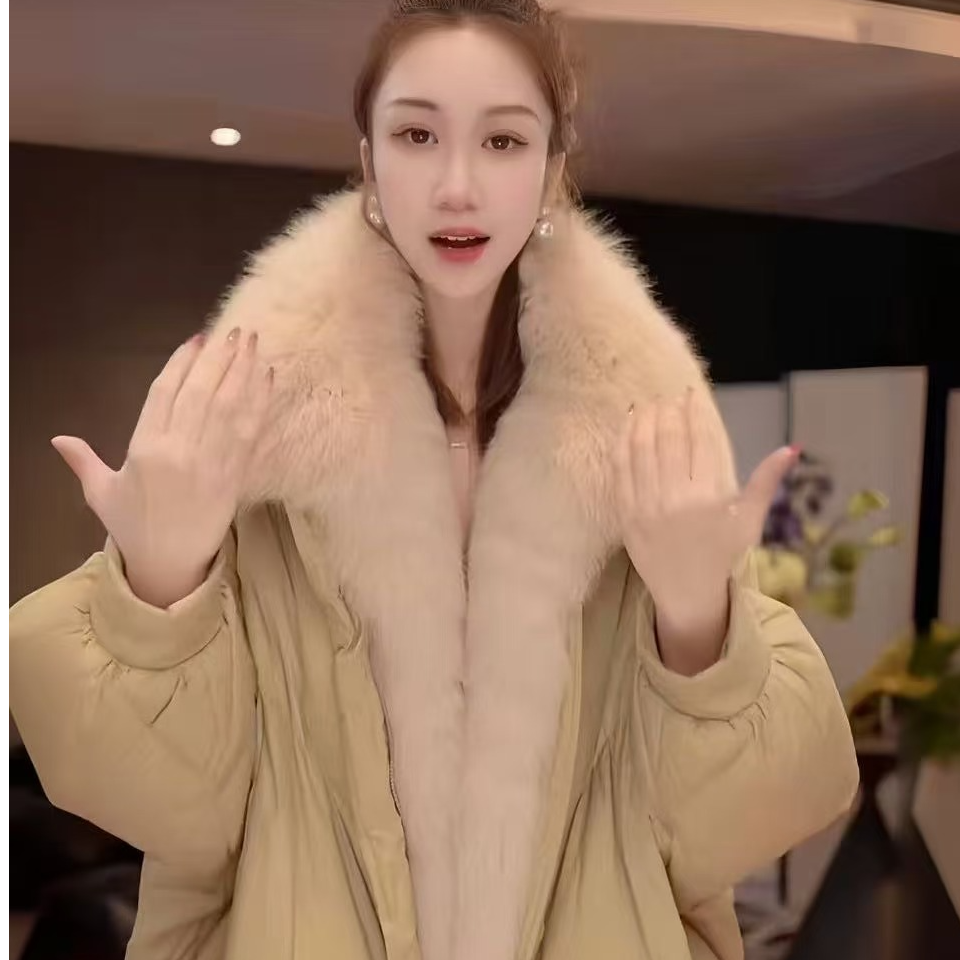 【天使之翼】狐狸大毛领羽绒服女中长款2025冬季鹅绒韩版外套大衣