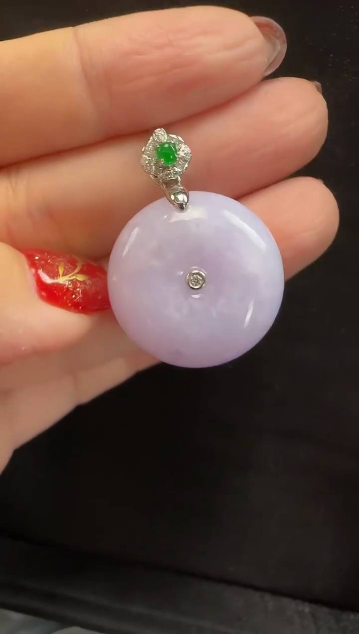 【闪购商品】翡翠颈饰18K金镶嵌959平安扣一个