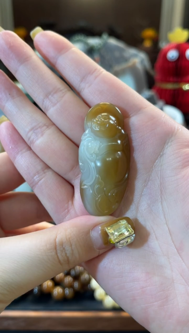 【闪购商品】和田玉（糖玉）挂件未镶嵌金山糖白佛公雕件