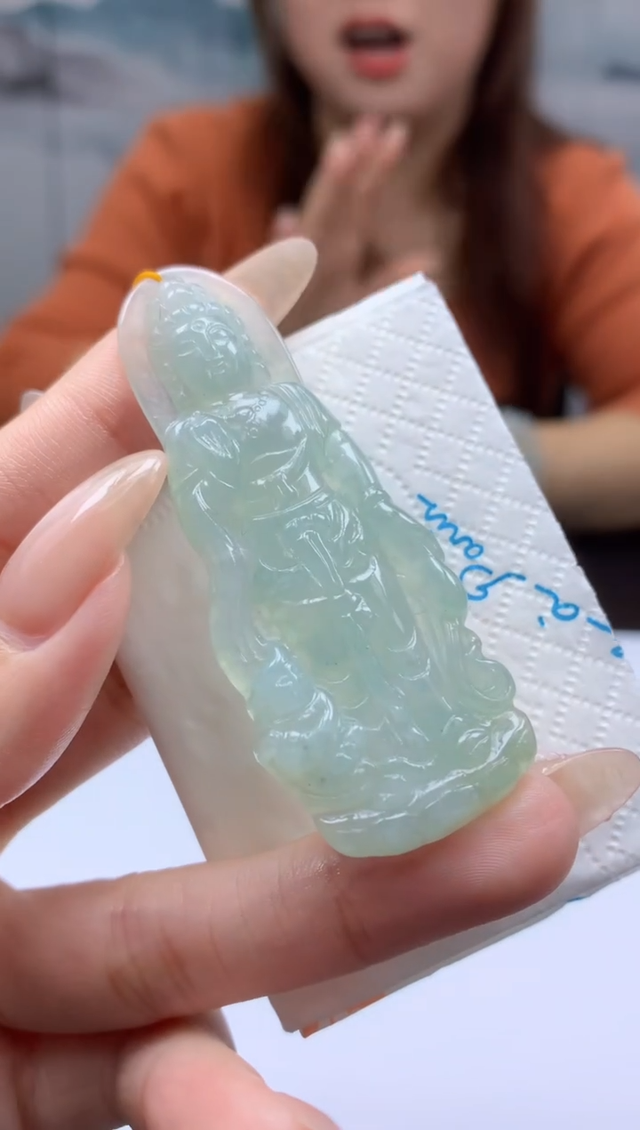 【闪购商品】定制翡翠未镶嵌011ee-毛货观音84赠高货绳