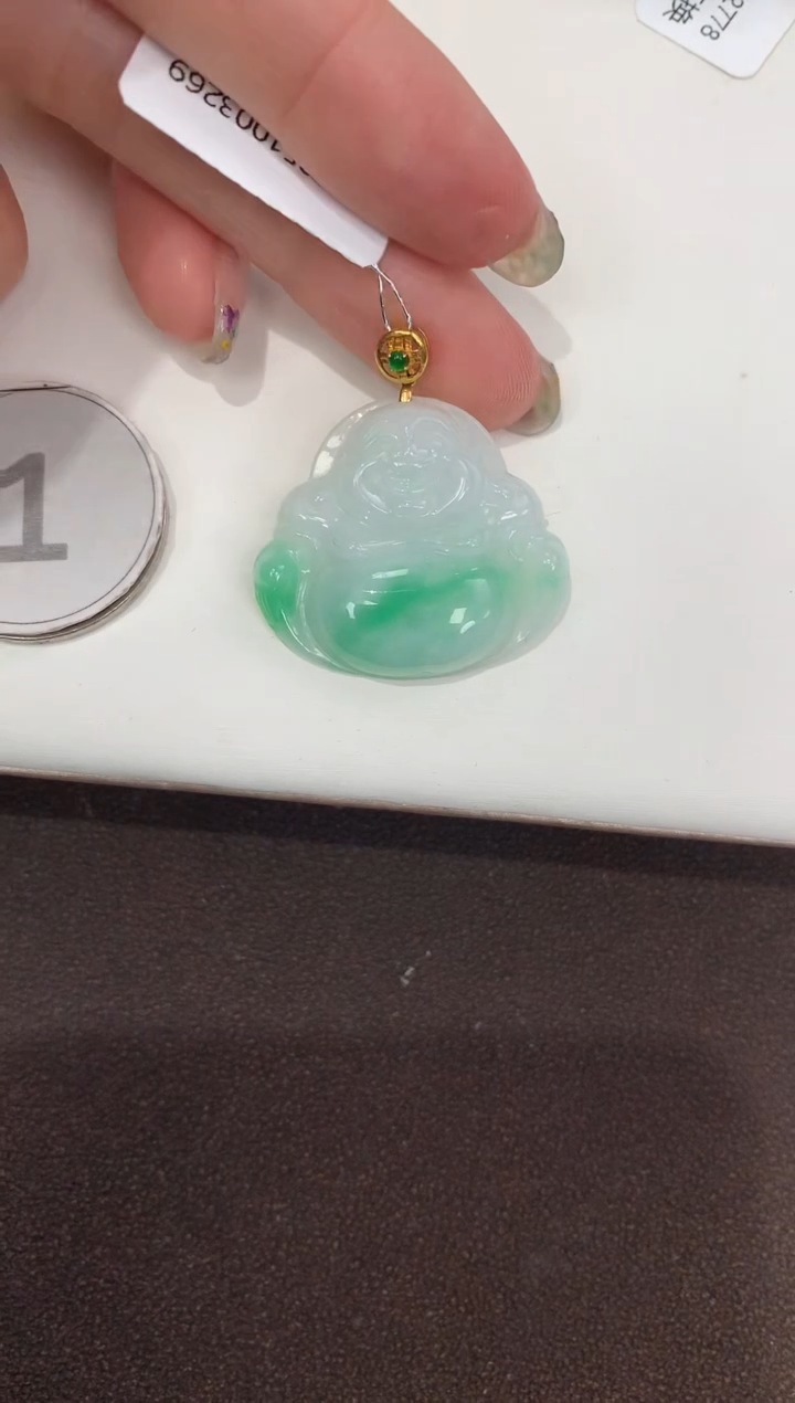 颈饰18K金镶嵌翡翠天然缅甸A货翡翠