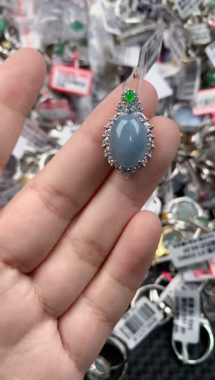 银S925镶嵌戒指翡翠444----3