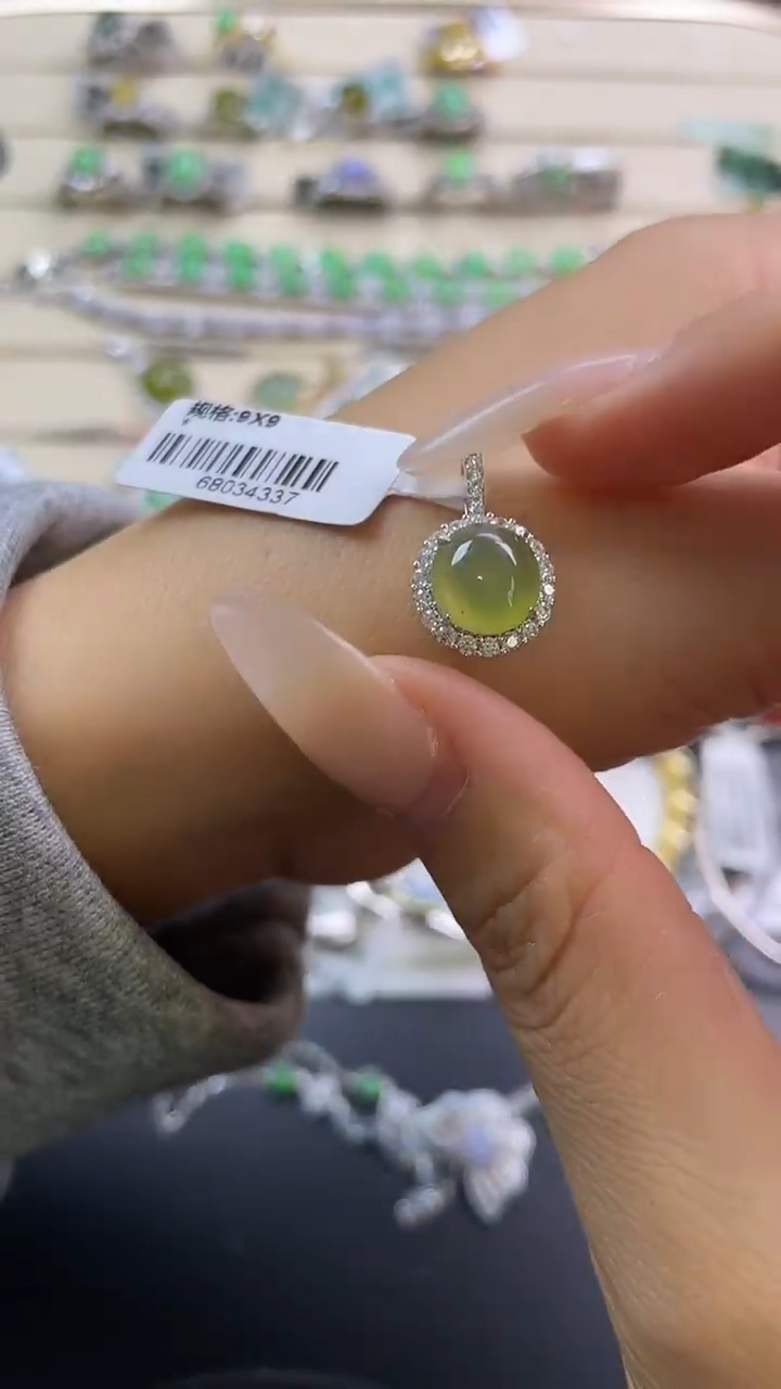 银S925镶嵌戒指翡翠翡翠 蛋面 银S925镶嵌