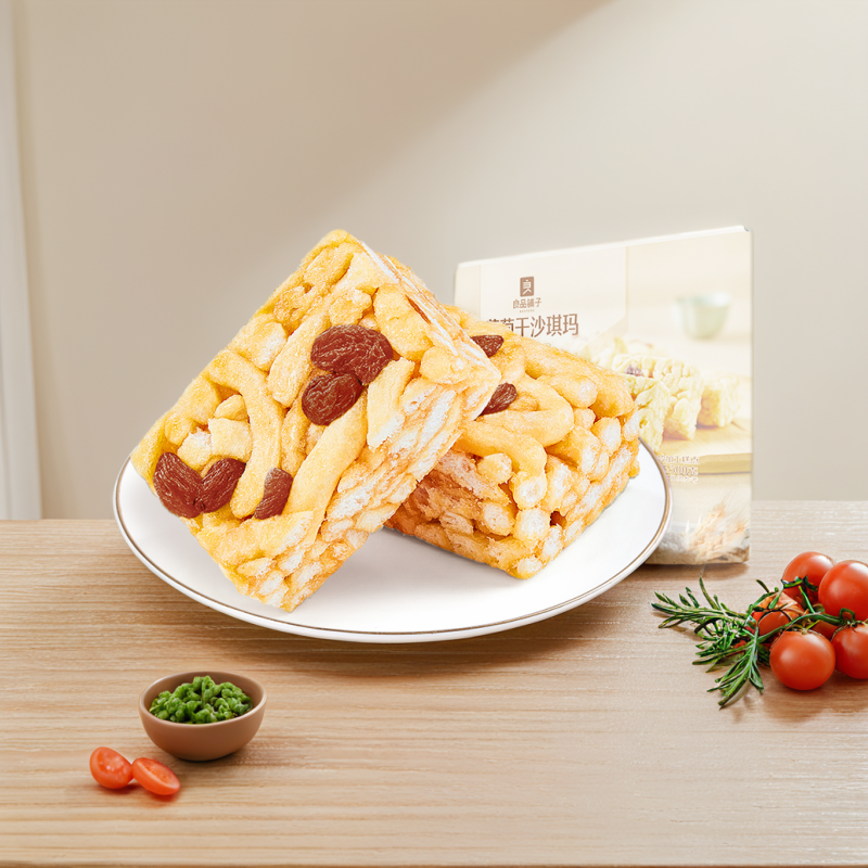 良品铺子葡萄干沙琪玛500g×1箱.早餐零食整箱传统糕点心休闲小吃