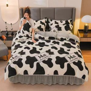 YY-绒四件套-奶牛派对-白-200
