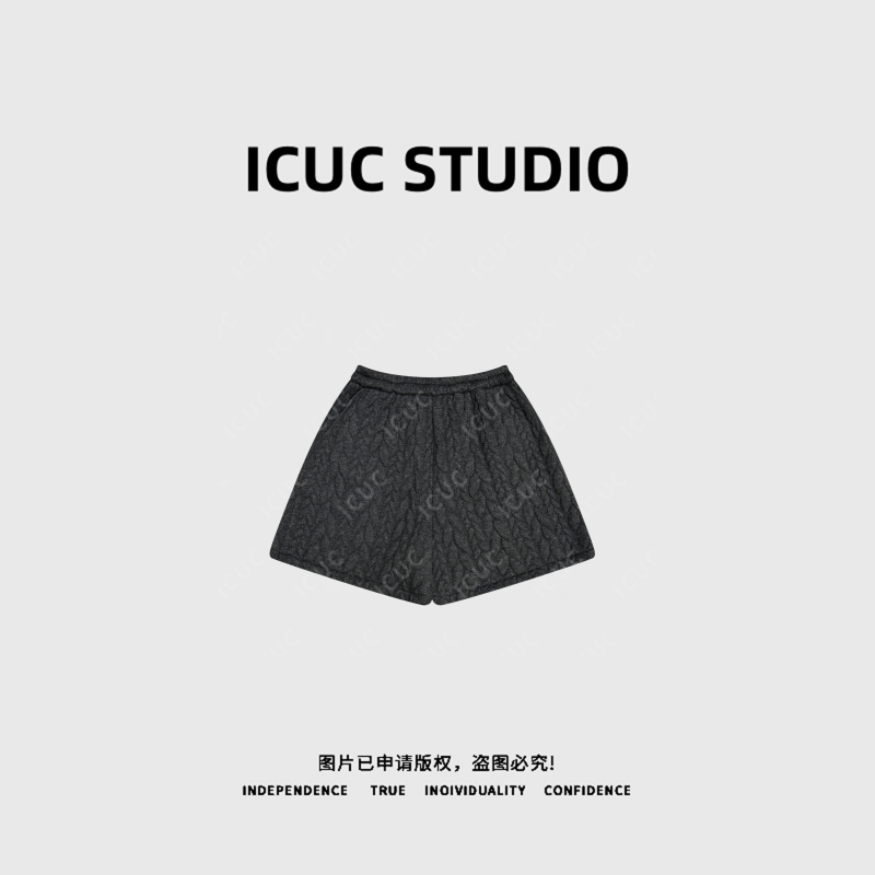ICUC STUDIO-"风车牧场"小众百搭保暖气质针织麻花保暖短裤889