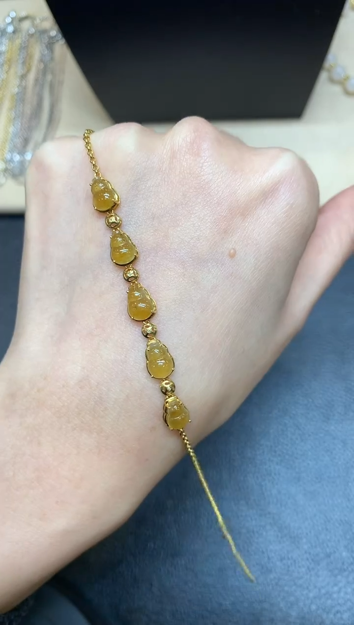 【闪购商品】翡翠手链18K金镶嵌【无鉴赏期