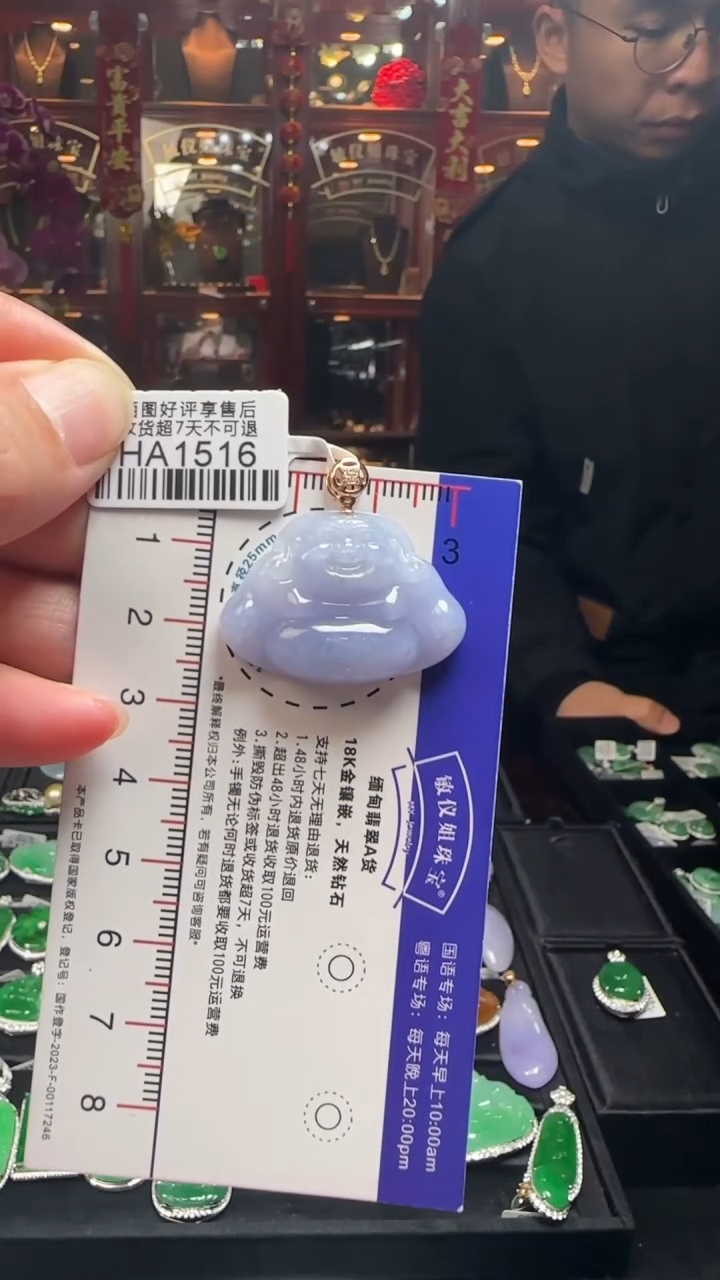 【闪购商品】翡翠颈饰18K金镶嵌HA1516紫佛公