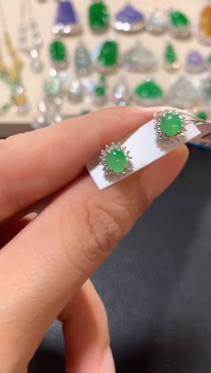 18K金镶嵌翡翠耳饰z35多样性一件发货