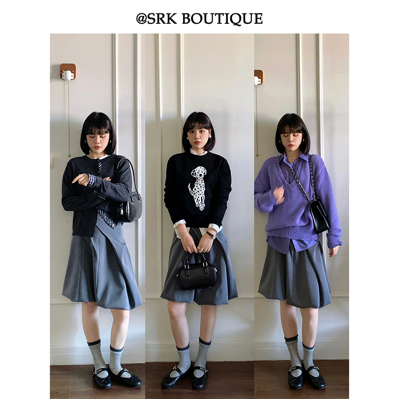 法式小众不规则花苞半身裙设计感高腰显瘦A字短裙时髦S2CL0847