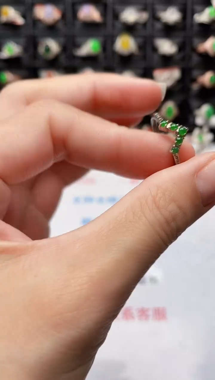 银S925镶嵌戒指翡翠7992
