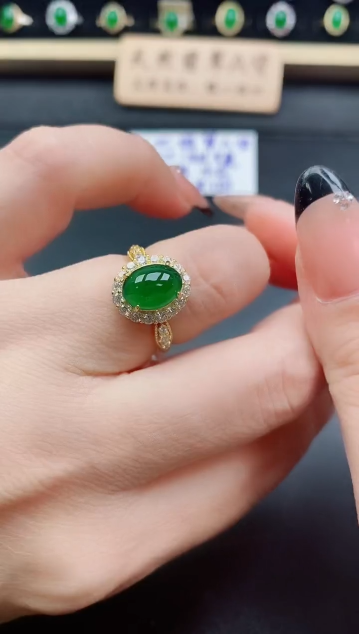 银S925镶嵌戒指翡翠1