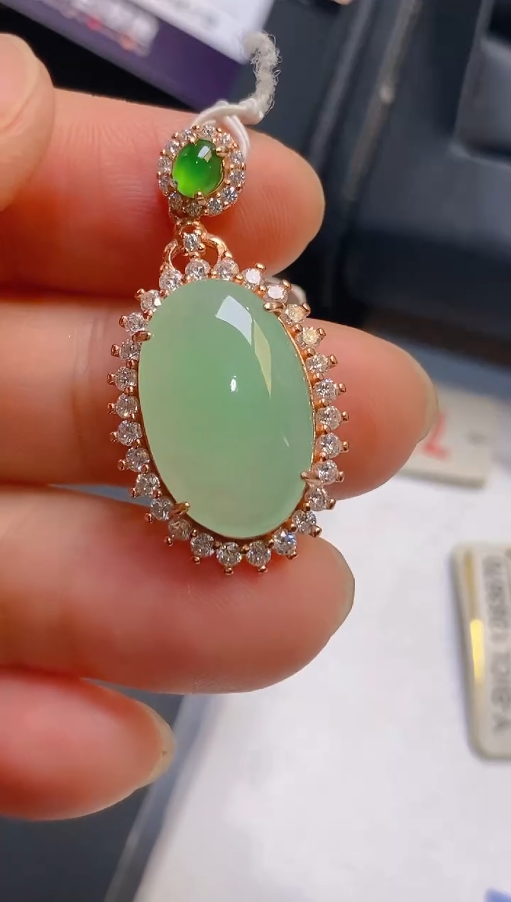 【闪购商品】翡翠耳饰银S925镶嵌天然A货翡翠1