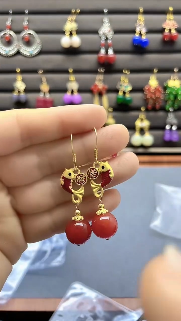 【闪购商品】南红玛瑙耳饰14K金镶嵌122400