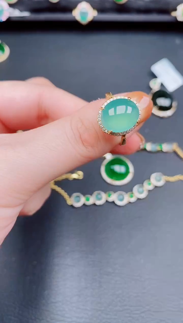 【闪购商品】翡翠戒指银S925镶嵌天然a货翡翠229