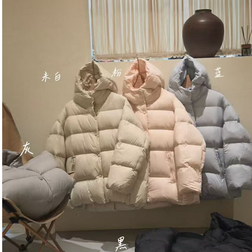 6117又轻又软一见钟情的连帽中长款泡芙羽绒外套