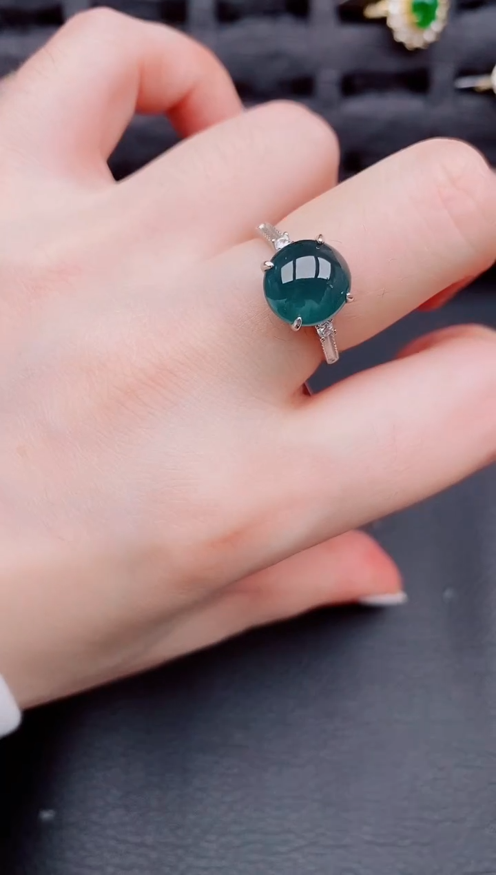 【闪购商品】翡翠戒指银S925镶嵌天然a货翡翠171