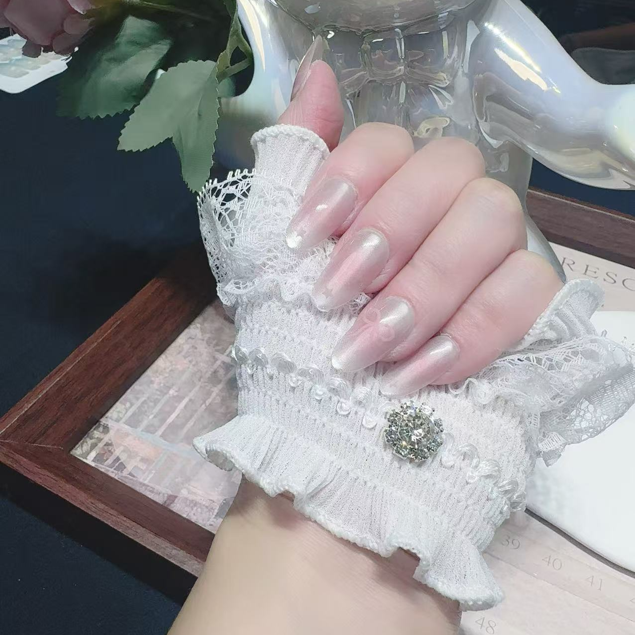 024【纱雾流光】直播穿戴甲日常温柔气质高级可拆卸指短款ins