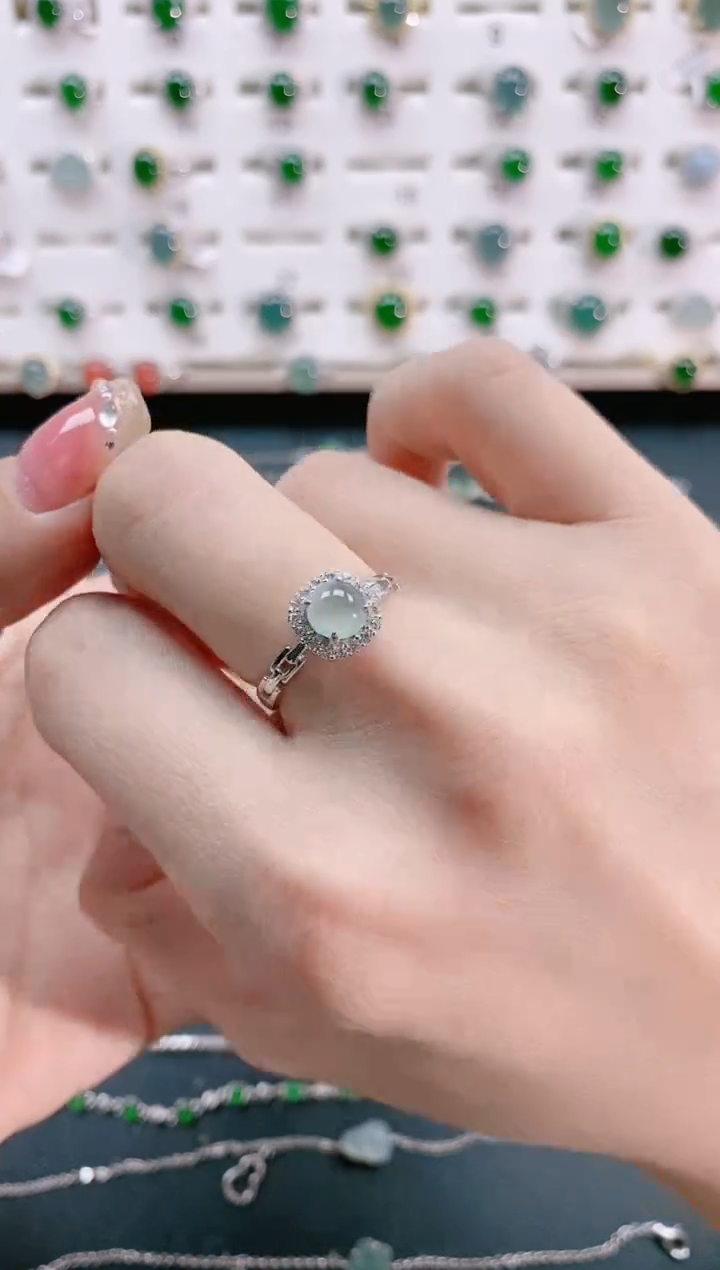 【闪购商品】翡翠戒指银S925镶嵌天然翡翠