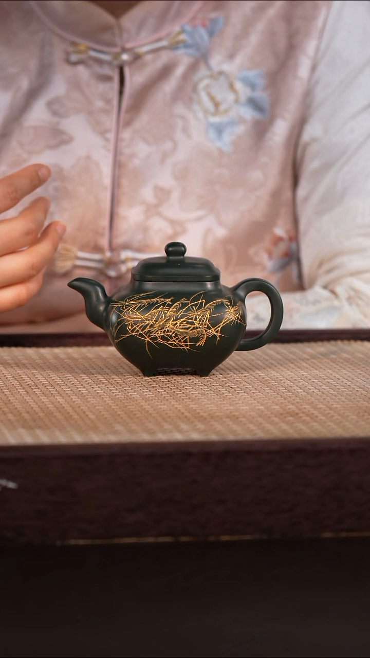 茶壶紫砂金鼎古绿泥 200cc