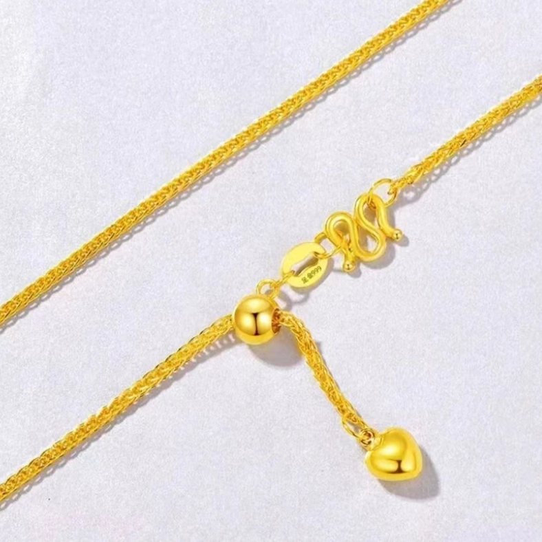 【思思专享】足金999爱心抽拉 3克 肖邦M扣45CM 纳金添喜 CP