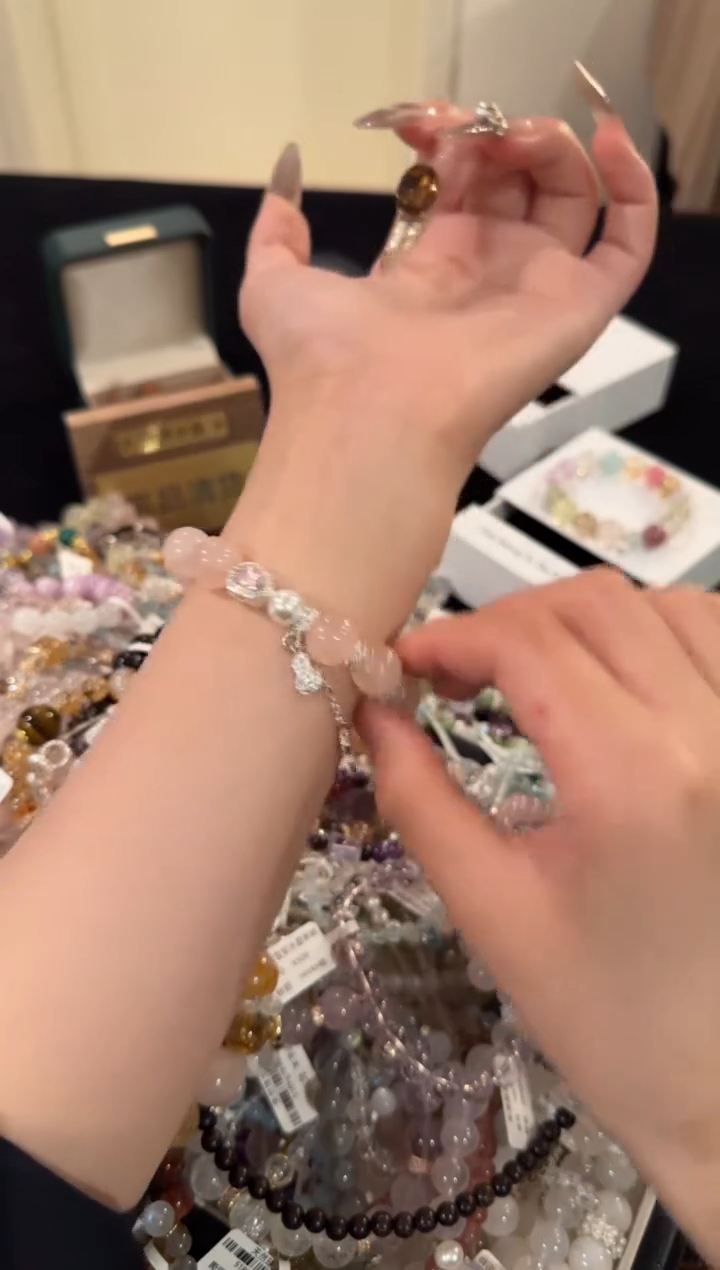 水晶手链合金粉水晶X1958