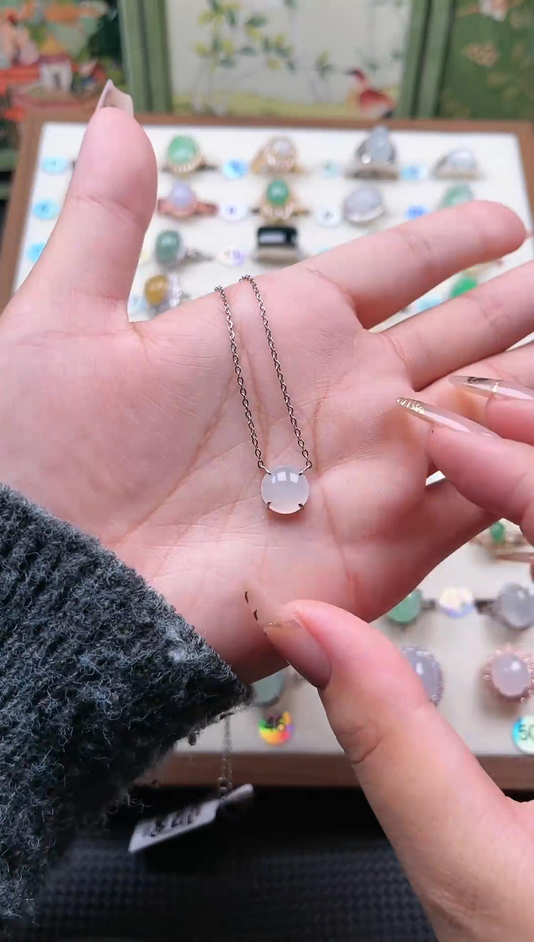 【闪购商品】翡翠颈饰银S925镶嵌天然A货翡翠项链/吊坠