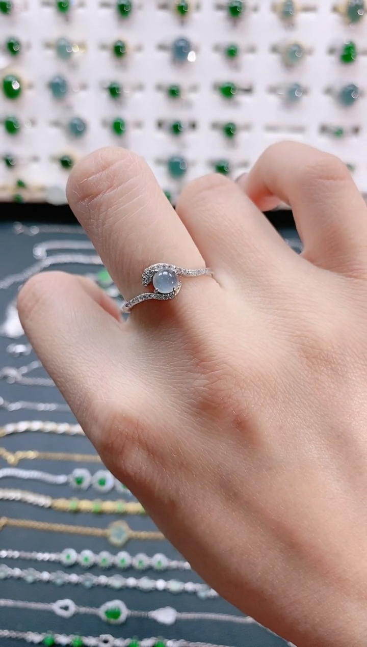 【闪购商品】翡翠戒指银S925镶嵌天然翡翠