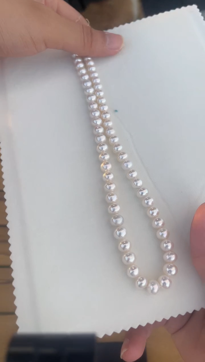 银S925镶嵌淡水珍珠项链8mm高品质