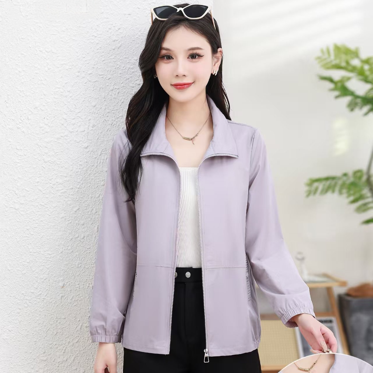 春夏秋薄款短款外套时尚休闲百搭洋气宽松显瘦防晒女士妈妈款上衣