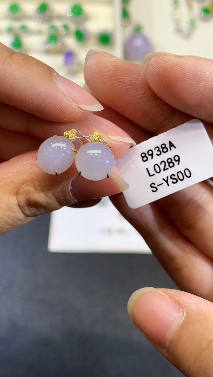 【闪购商品】翡翠耳饰18K金镶嵌L0289