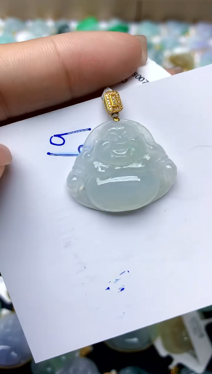 【闪购商品】翡翠颈饰18K金镶嵌天然A货翡翠