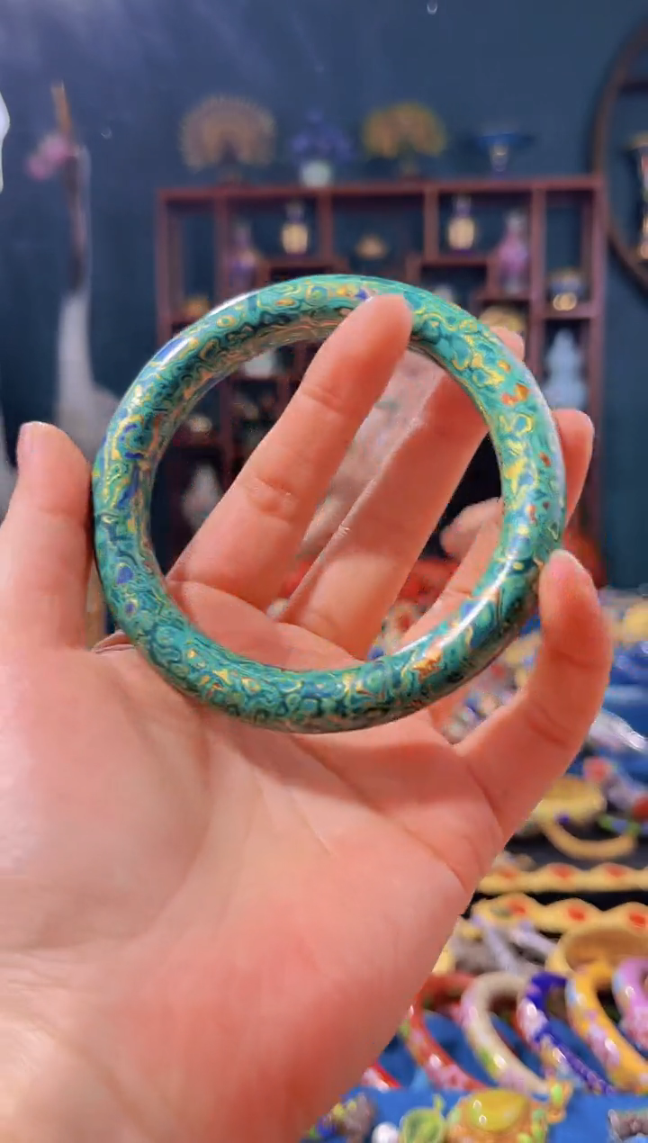 【闪购商品】非遗绝技 犀皮漆手镯（63圈）绿