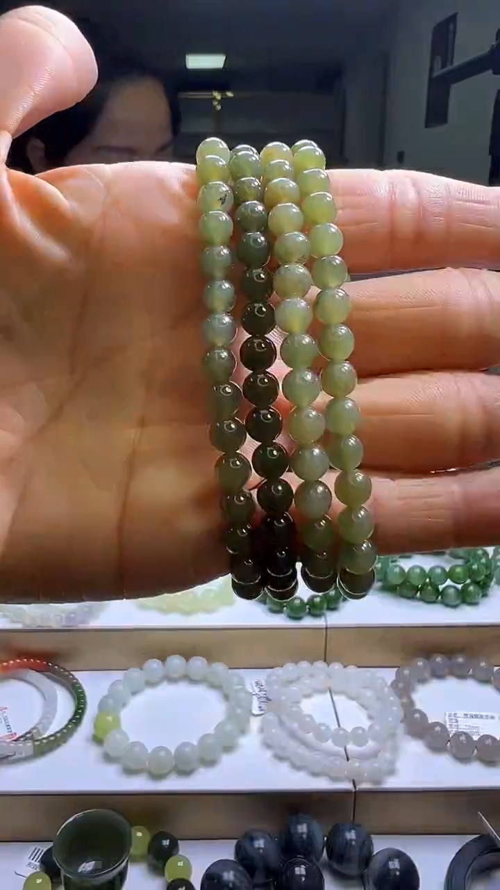 手链未镶嵌和田玉卡5青黄口圆珠手串多样性发一