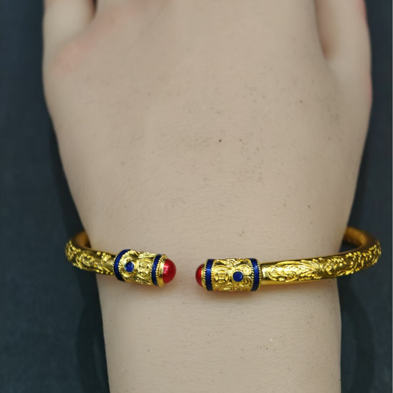 足银手镯 珐琅彩手镯心经款