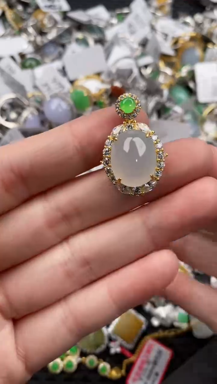 银S925镶嵌戒指翡翠12                  9