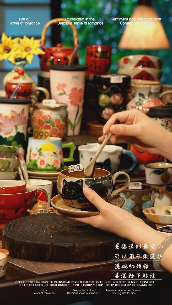 陶瓷景德镇高温釉下彩手工手绘款式@A1163@