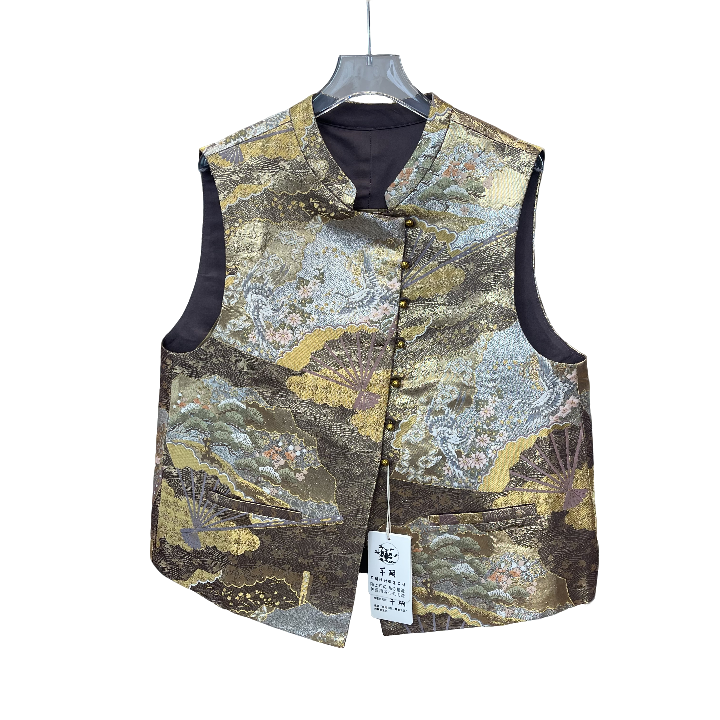 【上上签】非遗西阵织新中式斜襟对扣高端金线刺绣宽松马甲